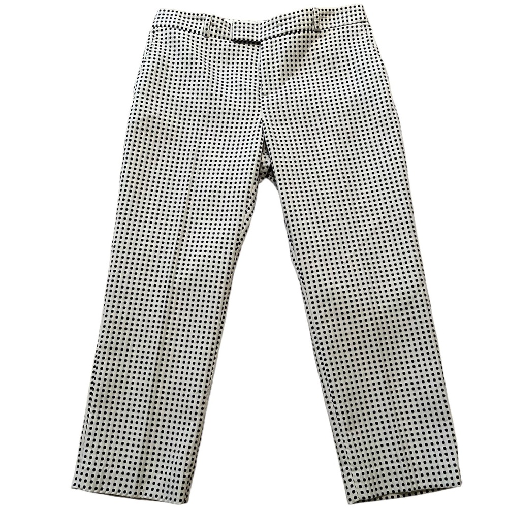 Banana Republic White with Blue Dot(Jacquard) Flat Front Straight Leg Trouser